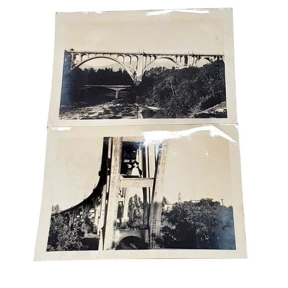 Vtg B&W Photo 1940s Colorado st Bridge Under Bridge Snapshot 4.5" x 3.25" - Picture 1 of 6